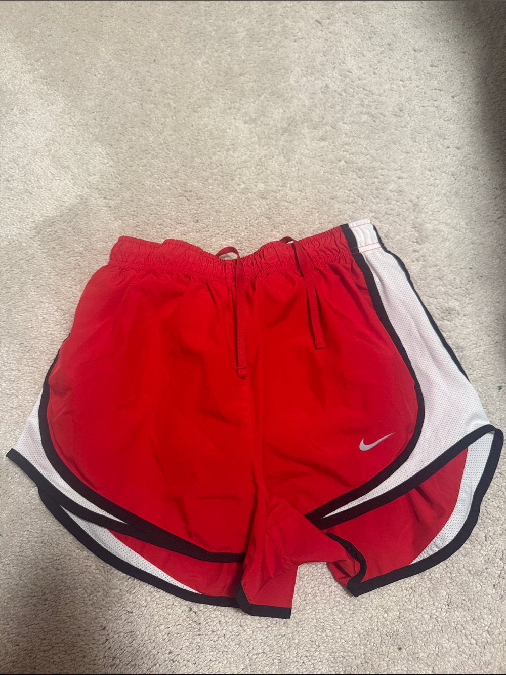 Nike Women’s Red Athletic Shorts with White Panels